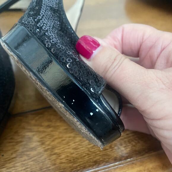 Jimmy Choo Authentic Black Sequin Slingback Heels Sz 37 (7) - Picture 11 of 12